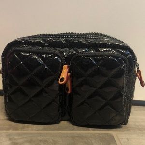 MZ Wallace Large Savoy Cosmetic Bag Black Lacquer